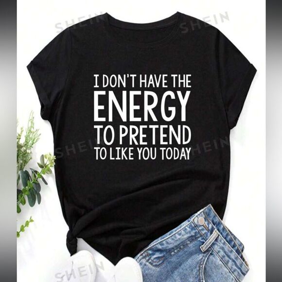 SHEIN. Lune Slogan Graphic Tee for Women. Size Large. - Picture 1 of 8